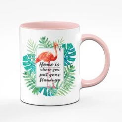 Flamingo Tasse - Home Is Where You Put Your Flamingo -Geschenke Tassen Store Flamingo Home Rosa Vorne 335083