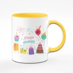 Tasse - Happy Birthday -Geschenke Tassen Store Geb gelb name vorne 408155