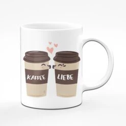 Tasse - Kaffee Liebe Mit Küssenden Kaffeebechern -Geschenke Tassen Store Kaffee3 weiss vorne 359920