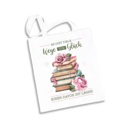Baumwolltasche - Es Gibt Viele Wege Zum Glück. Einer Davon Ist Lesen. -Geschenke Tassen Store bild baumwolltasche es gibt viele wege zum gluck einer davon ist lesen 145266
