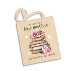 Baumwolltasche - Es Gibt Viele Wege Zum Glück. Einer Davon Ist Lesen. -Geschenke Tassen Store bild baumwolltasche es gibt viele wege zum gluck einer davon ist lesen 763054