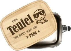Brotdose - Einen Teufel Ohne Hörner Nennt Man Papa - Edelstahl Mit Bambusdeckel
