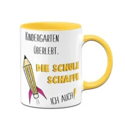 Schulkind Tasse - Kindergarten überlebt. Die Schule Schaffe Ich Auch! -Geschenke Tassen Store bild geschenk tasse schulkind kindergarten ueberlebt schule schaffe ich auch 1 465351