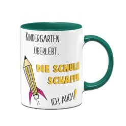 Schulkind Tasse - Kindergarten überlebt. Die Schule Schaffe Ich Auch! -Geschenke Tassen Store bild geschenk tasse schulkind kindergarten ueberlebt schule schaffe ich auch 2 731410