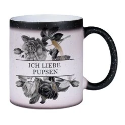 Glitzer-Zaubertasse - Ich Liebe Pupsen - Black Rose