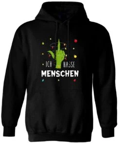 Hoodie - Grinch - Ich Hasse Menschen (Mittelfinger)