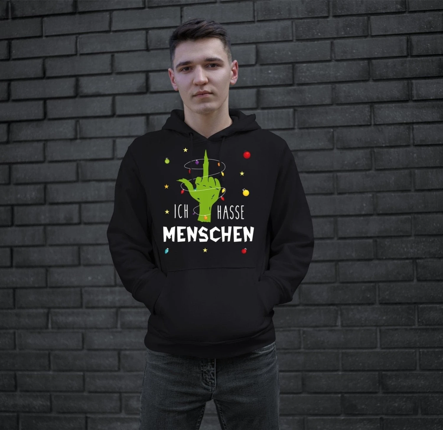 Hoodie - Grinch - Ich Hasse Menschen (Mittelfinger) 7 Hoodie - Grinch - Ich Hasse Menschen (Mittelfinger) – Bild 5