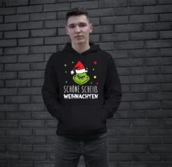 Hoodie - Grinch - Schöne Scheiß Weihnachten (Gesicht) -Geschenke Tassen Store bild hoodie grinch schone scheiss weihnachten gesicht 133866