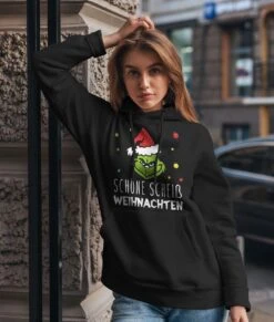 Hoodie - Grinch - Schöne Scheiß Weihnachten (Gesicht) -Geschenke Tassen Store bild hoodie grinch schone scheiss weihnachten gesicht 718196