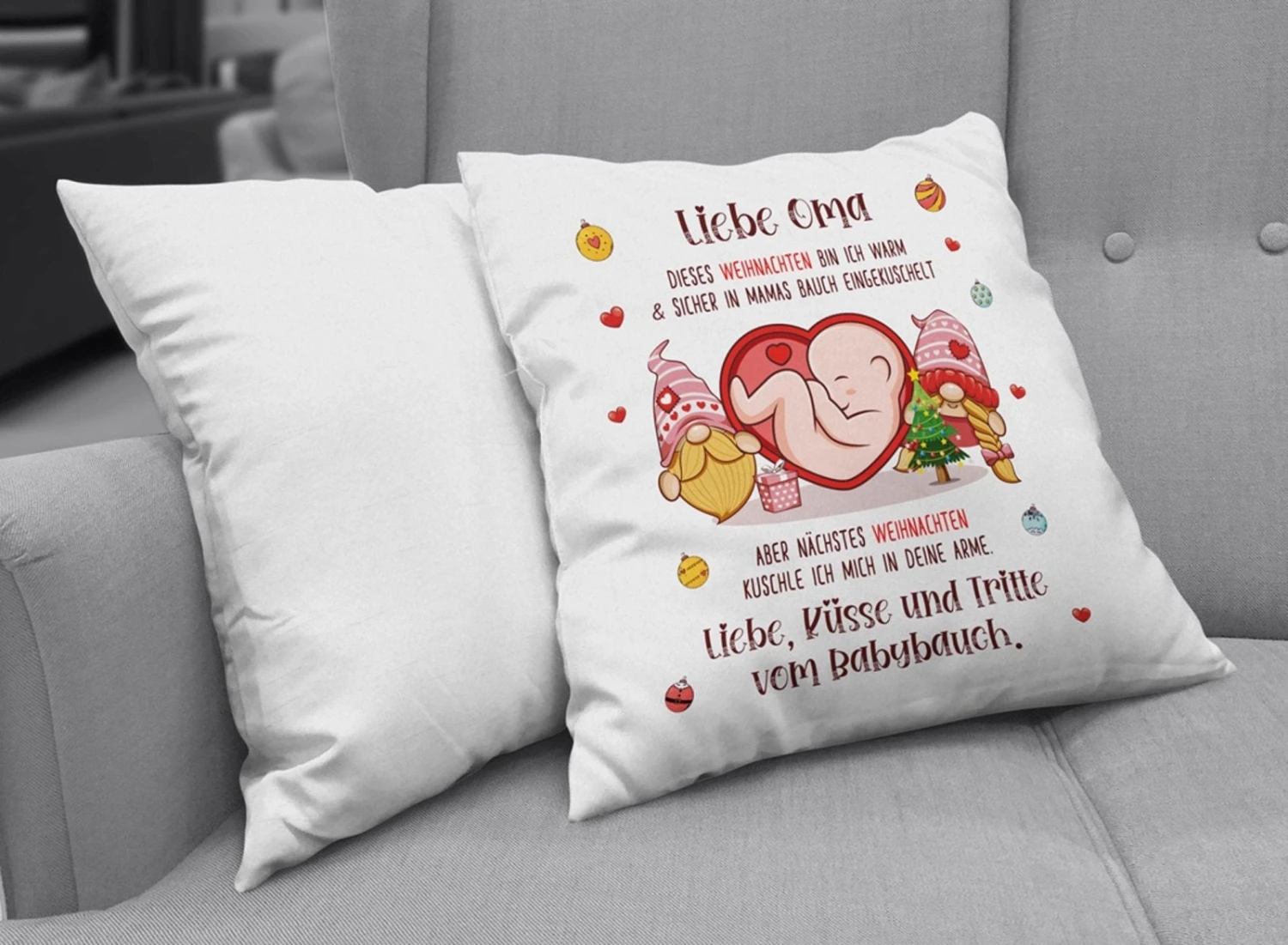 Kissen - Liebe Oma Dieses Weihnachten Bin Ich Noch In Mamas Bauch 4 Kissen - Liebe Oma Dieses Weihnachten Bin Ich Noch In Mamas Bauch – Bild 2
