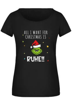 T-Shirt Damen - Grinch - All I Want For Christmas Is Ruhe! (Gesicht)
