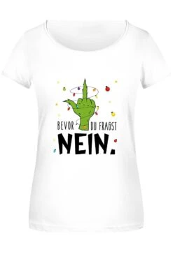 T-Shirt Damen - Grinch - Bevor Du Fragst NEIN. (Mittelfinger) -Geschenke Tassen Store bild t shirt damen grinch bevor du fragst nein mittelfinger 716462