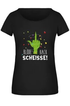 T-Shirt Damen - Grinch - Blöde Kackscheisse! (Mittelfinger)