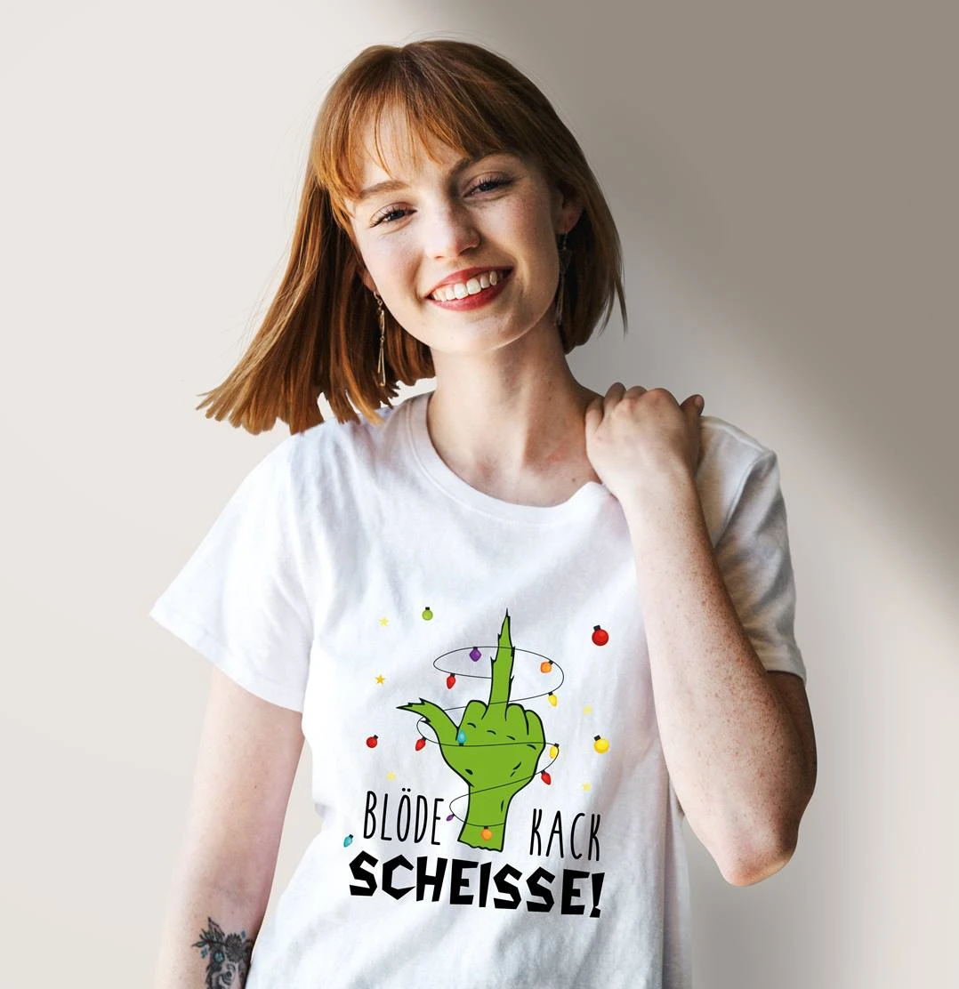 T-Shirt Damen - Grinch - Blöde Kackscheisse! (Mittelfinger) 7 T-Shirt Damen - Grinch - Blöde Kackscheisse! (Mittelfinger) – Bild 5