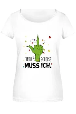 T-Shirt Damen - Grinch - Einen Scheiss Muss Ich. (Mittelfinger) -Geschenke Tassen Store bild t shirt damen grinch einen scheiss muss ich mittelfinger 311067