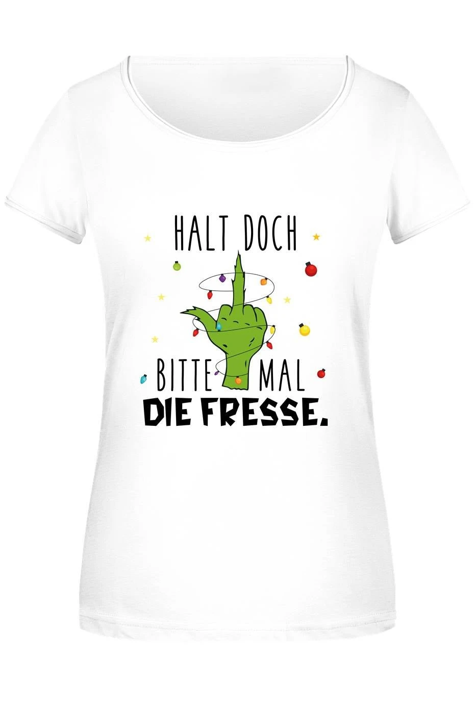 T-Shirt Damen - Grinch - Halt Doch Bitte Mal Die Fresse. (Mittelfinger) 6 T-Shirt Damen - Grinch - Halt Doch Bitte Mal Die Fresse. (Mittelfinger) – Bild 4
