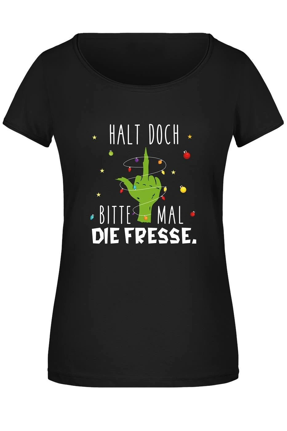 T-Shirt Damen - Grinch - Halt Doch Bitte Mal Die Fresse. (Mittelfinger) 3 T-Shirt Damen - Grinch - Halt Doch Bitte Mal Die Fresse. (Mittelfinger)