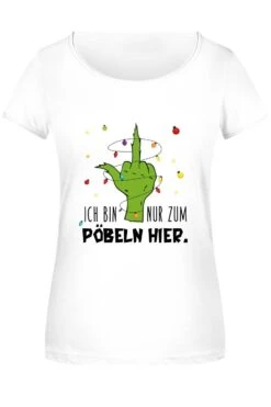 T-Shirt Damen - Grinch - Ich Bin Nur Zum Pöbeln Hier. (Mittelfinger) -Geschenke Tassen Store bild t shirt damen grinch ich bin nur zum pobeln hier mittelfinger 248835