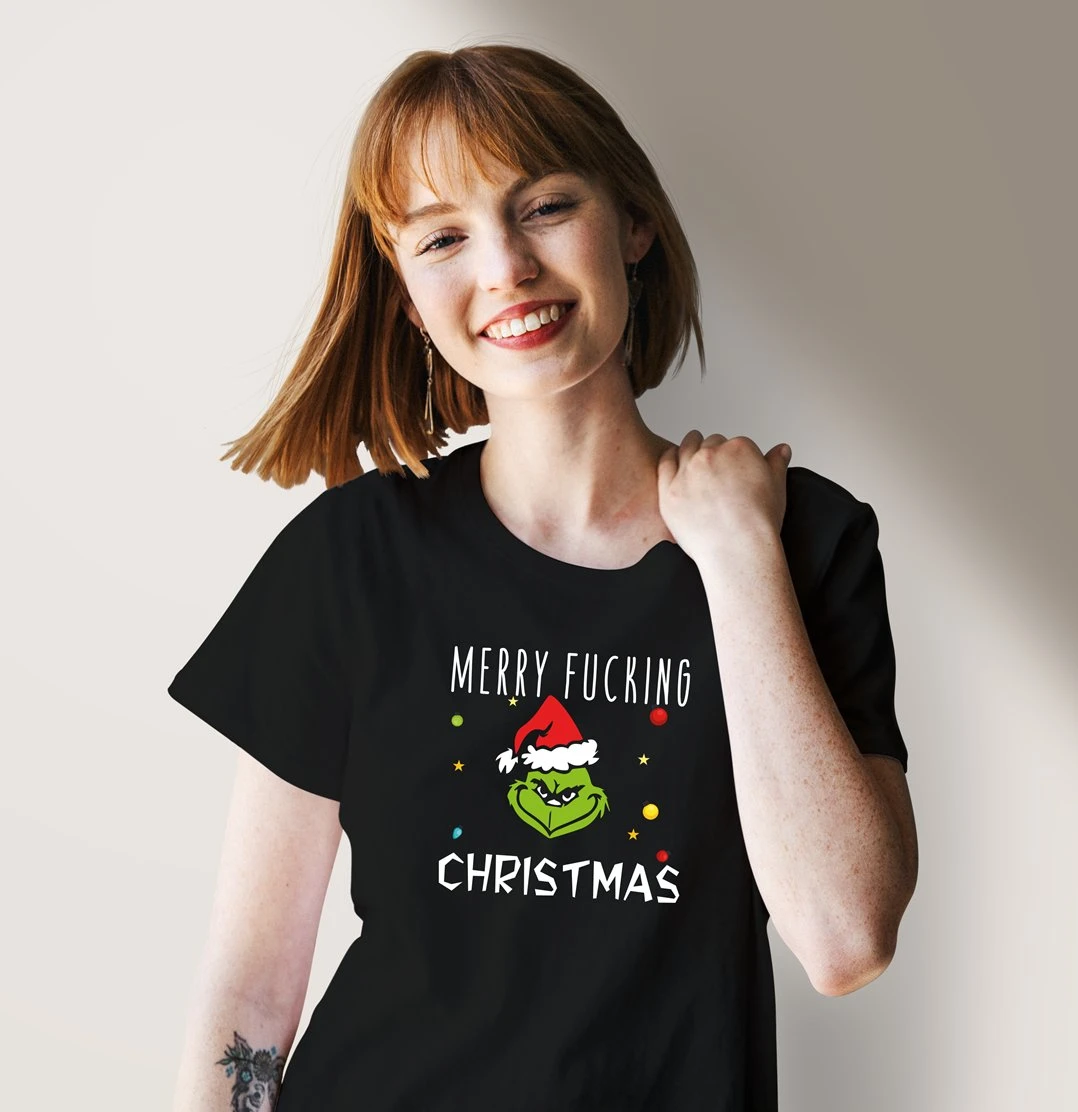 T-Shirt Damen - Grinch - Merry Fucking Christmas (Gesicht) 4 T-Shirt Damen - Grinch - Merry Fucking Christmas (Gesicht) – Bild 2