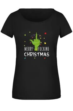 T-Shirt Damen - Grinch - Merry Fucking Christmas (Mittelfinger)