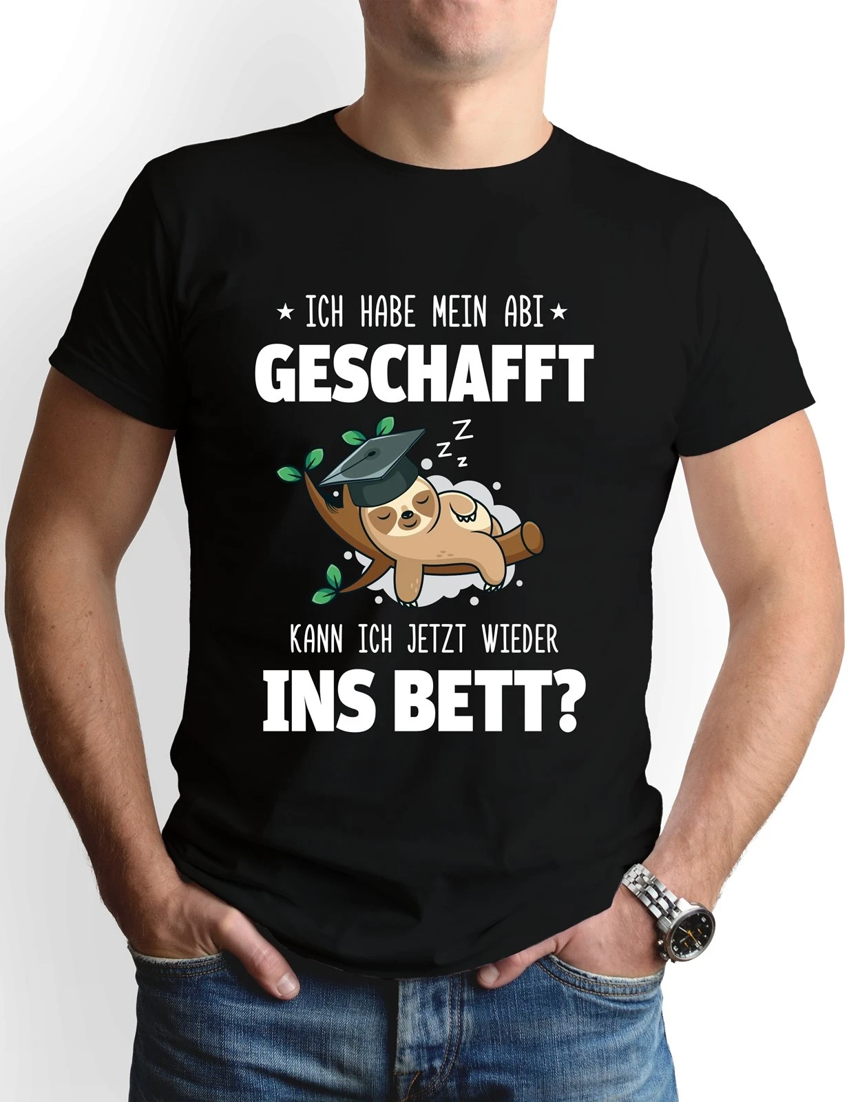 T-Shirt Herren - Faultier - Ich Habe Mein Abi Geschafft. Kann Ich Jetzt Wieder Ins Bett? - V2 4 T-Shirt Herren - Faultier - Ich Habe Mein Abi Geschafft. Kann Ich Jetzt Wieder Ins Bett? - V2 – Bild 2