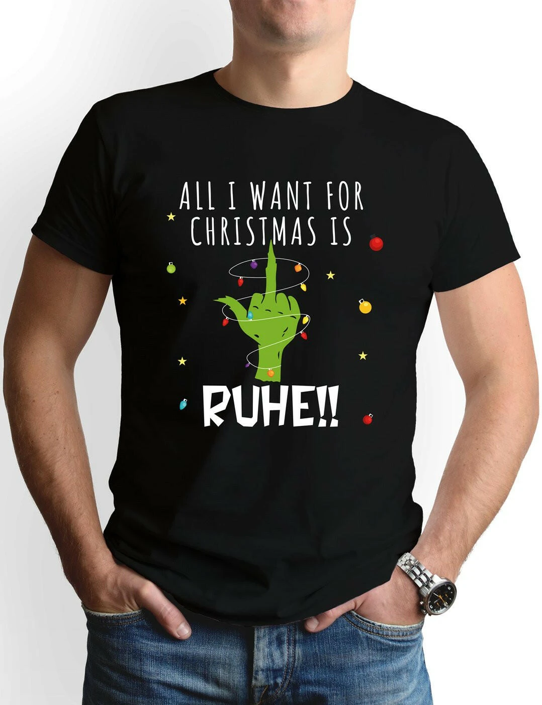 T-Shirt Herren - Grinch - All I Want For Christmas Is Ruhe! (Mittelfinger) 4 T-Shirt Herren - Grinch - All I Want For Christmas Is Ruhe! (Mittelfinger) – Bild 2
