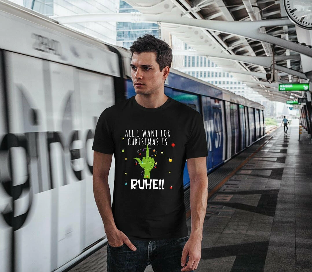 T-Shirt Herren - Grinch - All I Want For Christmas Is Ruhe! (Mittelfinger) 5 T-Shirt Herren - Grinch - All I Want For Christmas Is Ruhe! (Mittelfinger) – Bild 3
