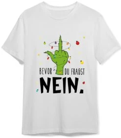 T-Shirt Herren - Grinch - Bevor Du Fragst NEIN. (Mittelfinger) -Geschenke Tassen Store bild t shirt herren grinch bevor du fragst nein mittelfinger 153702