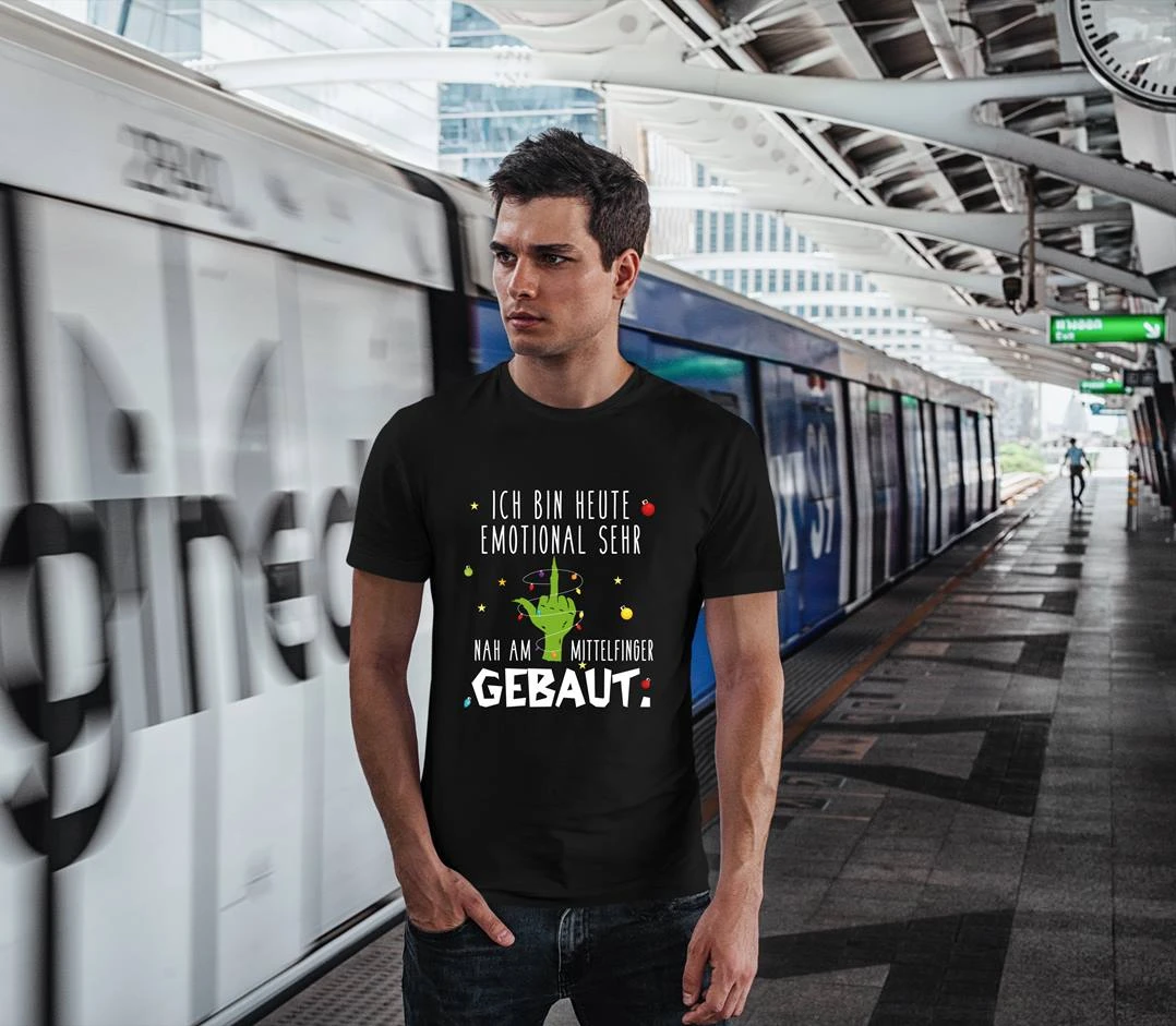 T-Shirt Herren - Grinch - Ich Bin Heute Emotional Sehr Nah Am Mittelfinger Gebaut. 5 T-Shirt Herren - Grinch - Ich Bin Heute Emotional Sehr Nah Am Mittelfinger Gebaut. – Bild 3