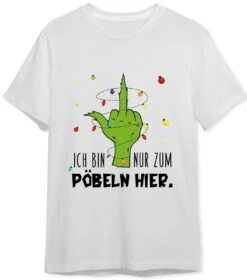 T-Shirt Herren - Grinch - Ich Bin Nur Zum Pöbeln Hier. (Mittelfinger) -Geschenke Tassen Store bild t shirt herren grinch ich bin nur zum pobeln hier mittelfinger 516154