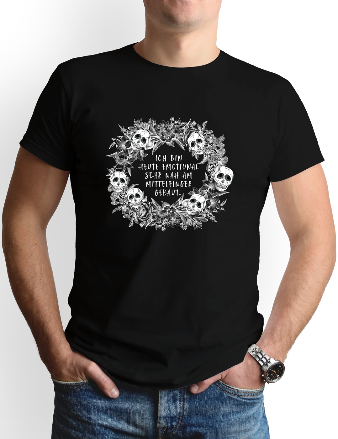 T-Shirt Herren - Ich Bin Heute Emotional Sehr Nah Am Mittelfinger Gebaut. - Skull Statement 4 T-Shirt Herren - Ich Bin Heute Emotional Sehr Nah Am Mittelfinger Gebaut. - Skull Statement – Bild 2
