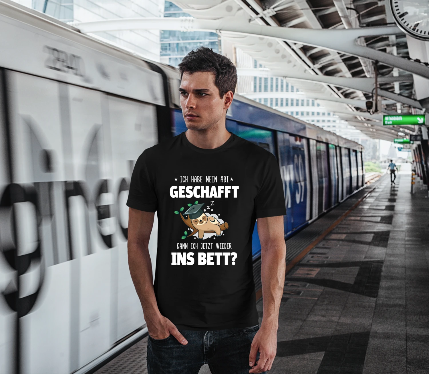 T-Shirt Herren - Faultier - Ich Habe Mein Abi Geschafft. Kann Ich Jetzt Wieder Ins Bett? - V2 5 T-Shirt Herren - Faultier - Ich Habe Mein Abi Geschafft. Kann Ich Jetzt Wieder Ins Bett? - V2 – Bild 3