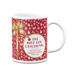 Tasse - Du Bist Ein Geschenk. - Weihnachten (Aufdruck Rot) -Geschenke Tassen Store bild tasse du bist ein geschenk weihnachten aufdruck rot 250317