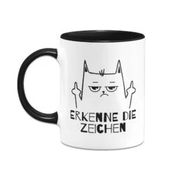 Tasse - Erkenne Die Zeichen (Katze Mit Mittelfinger) -Geschenke Tassen Store bild tasse erkenne die zeichen katze mit mittelfinger 925255