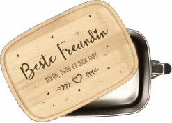 Brotdose - Beste Freundin Schön, Dass Es Dich Gibt - Edelstahl Mit Bambusdeckel