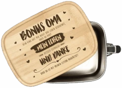 Brotdose - Bonus Oma, Du Hast Mein Leben Besser Gemacht - Edelstahl Mit Bambusdeckel