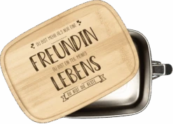 Brotdose - Du Bist Mehr Als Nur Eine Freundin - Edelstahl Mit Bambusdeckel