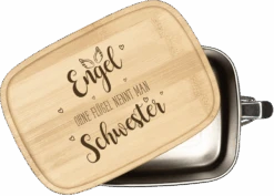 Brotdose - Engel Ohne Flügel Nennt Man Schwester - Edelstahl Mit Bambusdeckel