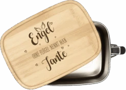 Brotdose - Engel Ohne Flügel Nennt Man Tante - Edelstahl Mit Bambusdeckel