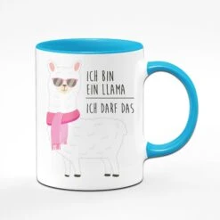 Tasse - Ich Bin Ein Llama Ich Darf Das -Geschenke Tassen Store darfllama blau vorne
