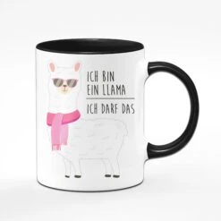 Tasse - Ich Bin Ein Llama Ich Darf Das -Geschenke Tassen Store darfllama schwarz vorne