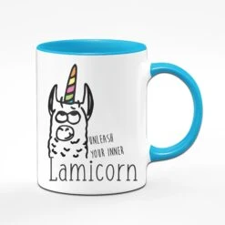 Tasse - Unleash Your Inner Lamicorn -Geschenke Tassen Store lami1 blau vorne 620719