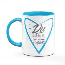 Tasse - Du Bist Meine Perfekte Welt - Blau -Geschenke Tassen Store tasse perfekte welt blau rueckansicht 940598