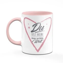Tasse - Du Bist Meine Perfekte Welt - Rosa -Geschenke Tassen Store tasse perfekte welt rosa rueckansicht 823429