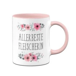 Geschenke Tassen Store 38 Tasse - Allerbeste Fleischerin - Blumig